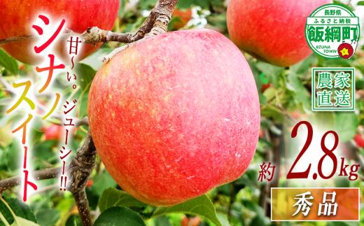 りんご シナノスイート 秀 2.8kg 信州りんご☆小山園☆ 沖縄県への配送不可 2026年10月中旬頃から2026年10月下旬頃まで順次発送予定 令和8年度収穫分 エコファーマー認定 小山園 信州 果物 フルーツ リンゴ 林檎 長野 予約 農家直送 長野県 飯綱町 [1057]