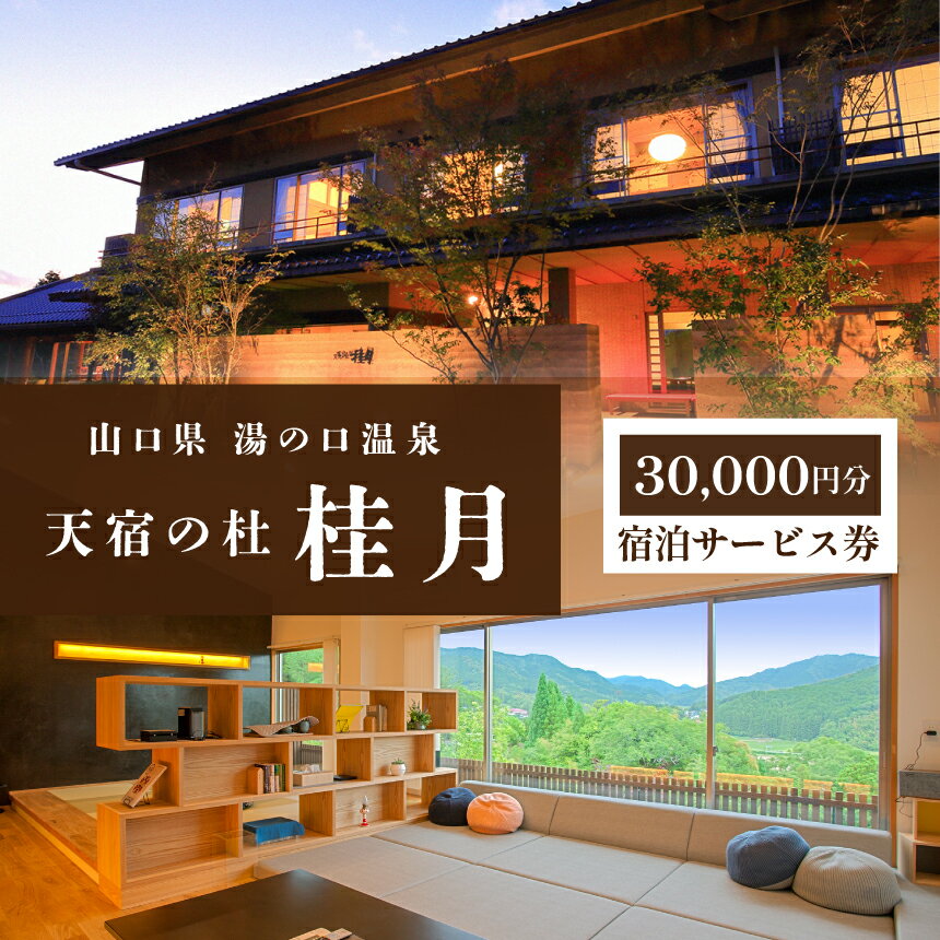【ふるさと納税】 天宿の杜 桂月 宿泊サービス券 ( 30,000円分 )｜ 宿泊券 宿泊 チケット 旅館 湯の口 温泉 部屋風呂 露天風呂 食事 サウナ ロウリュウ 静養 美祢市 山口県 名湯 美祢 旅行