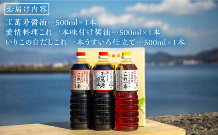 【全6回】醤油 調味料3本セット各500mL 濱口醤油[XAA015]