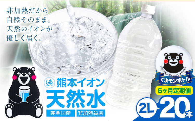 【6ヶ月定期便】熊本イオン純天然水 ラベルレス 2L×20本 《お申込み翌月から出荷》2l 水 飲料水 ナチュラルミネラルウォーター 熊本県 玉名郡 玉東町 完全国産 天然水 くまモン パッケージ---gkt_lcl_389_20h6tei---