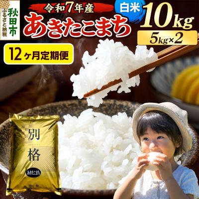 ふるさと納税 秋田市 《令和7年産》定期便12ヶ月 あきたこまち 10kg 白米|15_mge-011012h