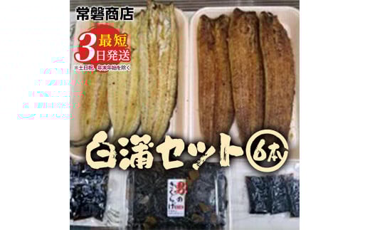 国産うなぎ白蒲セット6本【最短3日発送】うなぎの白焼き（120g～130g×3尾）、うなぎの蒲焼き（120g～130g×3尾）、男のきくらげのセット｜国産のブランド鰻を茨城県土浦市の職人が丁寧に作り上げた美味しい蒲焼きと白焼きです※離島への配送不可