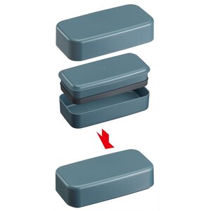 環境に配慮した ランチボックス 1000ml 2段 お弁当箱 箸付き 大人 おしゃれ skater スケーター PLB10WCB アッシュブルー レンジ対応 食洗機対応 洗いやすい シンプル 弁当箱 