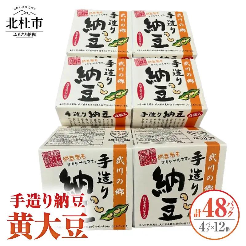 武川の郷 手造り納豆 黄大豆50g×4p 12個 納豆 なっとう 手作り納豆 48パック 50ｇ 黄大豆 武川の郷 北杜市産大豆 100％ 国産納豆 ご飯のお供 朝食 おかず 山梨県  北杜市 [h057]