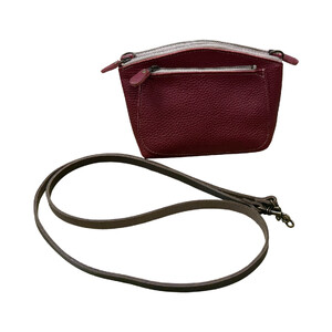 革・ダブルポシェット ミニ［ワイン］