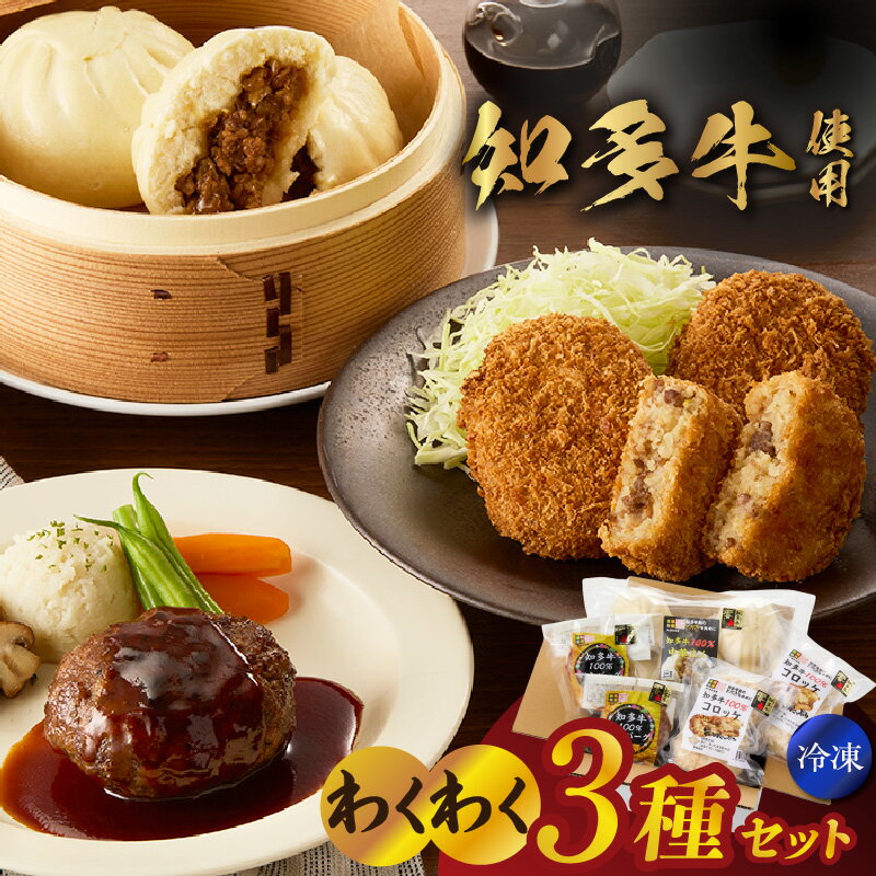 【ふるさと納税】【 知多牛使用 】わくわく3種セット 中華まん ハンバーグ コロッケ 揚げ物 牛肉 惣菜 おかず 国産小麦 牛肉まん 中華 おやつ 詰め合わせ お取り寄せ グルメ 食品 冷凍 送料無料