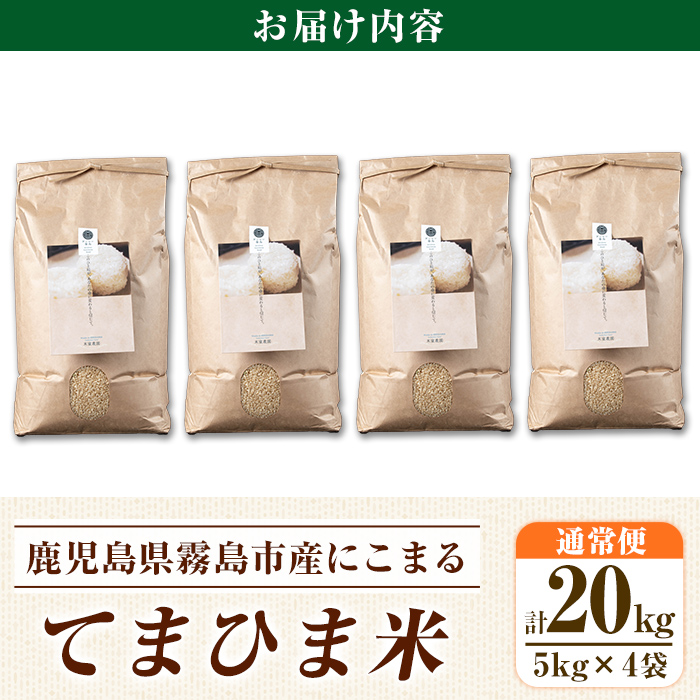 K-391-D ＜令和7年産新米 先行予約受付中！2025年12月以降順次発送予定＞てまひま米・玄米(品種:にこまる)(計20kg)【末蜜農園】霧島市 お米 玄米 米 こめ コメ ご飯 ごはん 定期便