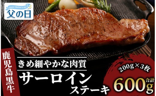 【父の日ギフト】鹿児島黒牛サーロインステーキ3枚セット(JAいぶすき/IB045-007f)A101 指宿 グルメ 肉 牛肉 黒牛 鹿児島 サーロイン ステーキ サーロインステーキ  父の日 ギフト プレゼント 贈り物
