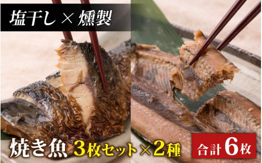 【塩干し×燻製】丸ごと骨まで食べられる焼き魚 3枚セット×2種 [A-088023_01_03]