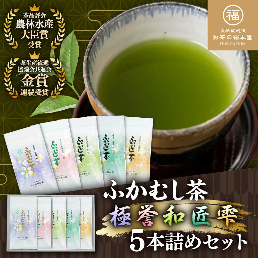 【ふるさと納税】ふかむし茶 5本詰め セット 計500g / ふかむし茶 お茶 緑茶 銘茶 茶葉 厳選 特産品 お茶 おちゃ tea ティー 日本茶 深蒸し茶 受賞 濃厚 自社農園 飲料 飲み物 熊本県 菊陽【有限会社 お茶の福本園】[BHAI010]