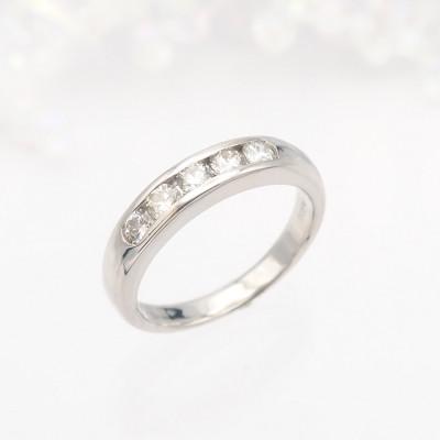ふるさと納税 山梨県 PT900 0.48ct 一文字ダイヤモンド リング　#8　HR-009152 |  | 01