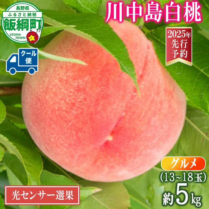【ふるさと納税】 グルメ 桃 5kg （ 川中島白桃 ） 糖度13度以上 光センサー選別品 沖縄県への配送不可 日時指定および不在指定不可 長野県 飯綱町 〔 桃 もも モモ フルーツ 信州 先行 予約 お中元 ギフト 41000円 〕発送期間：2025年8月下旬～2025年9月上旬