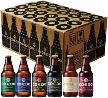 ＜8ヶ月定期便＞コエドビール 瓶6種類24本セット 【 毬花 瑠璃 伽羅 漆黒 白 紅赤 】(333ml×24本)計7992ml