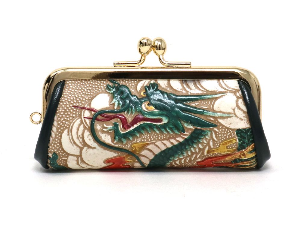 【ふるさと納税】【文庫屋大関】印鑑ケース 龍＜緑＞【皮革工芸品】牛革 小物入れ 小銭入れ お祝い ギフト プレゼント 東京　お届け：発送可能時期より順次配送