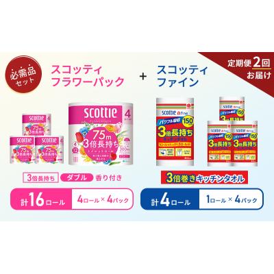 ふるさと納税 岩沼市 【6ヶ月ごと計2回お届け】キッチンペーパー+トイレットペーパー4P[No.5704-1757] |  | 01