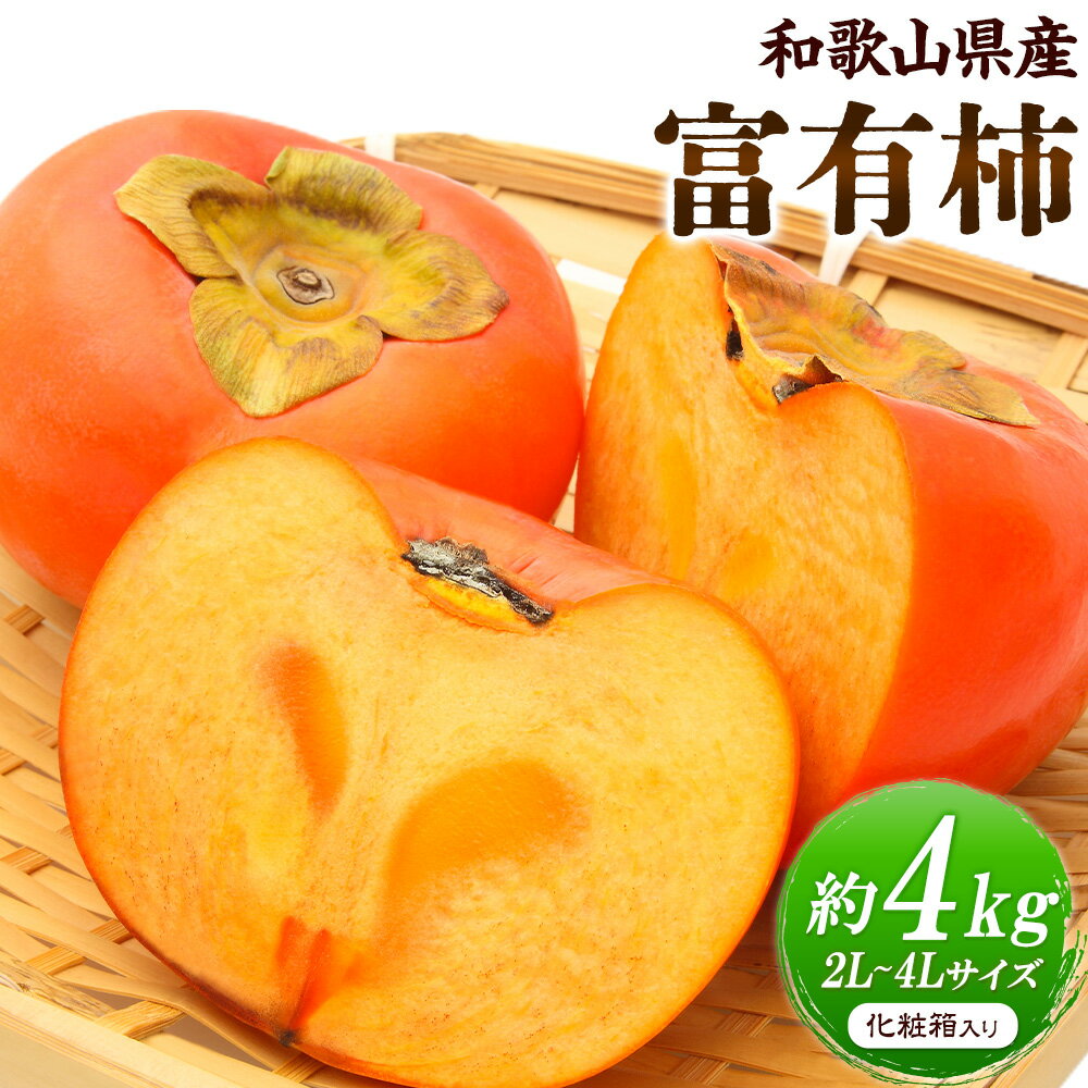 【先行予約】【ふるさと納税】厳選 和歌山産 の 富有柿 約4kg 2L〜4Lサイズ 化粧箱入り 厳選館 《11月中旬-12月末頃出荷》和歌山県 日高川町 かき 果物 フルーツ 青果