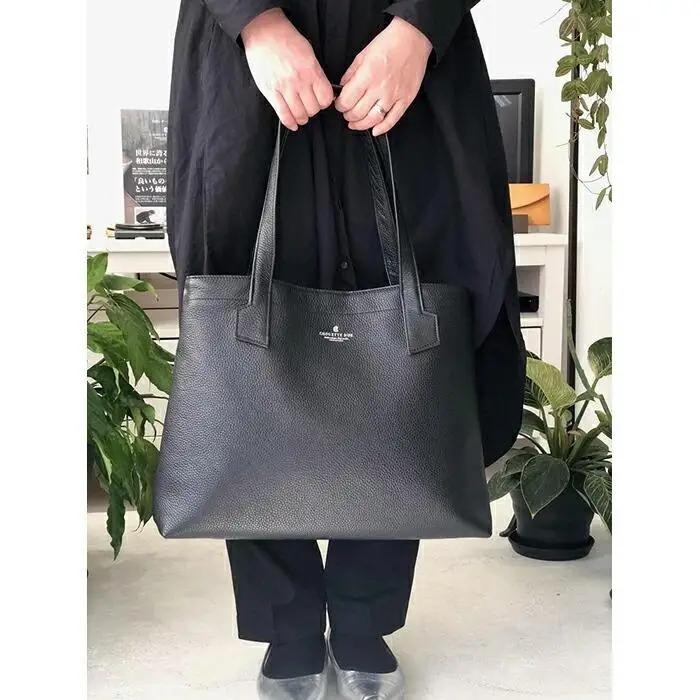 革職人が作った　本革トートバッグ　M　シュリンクブラック