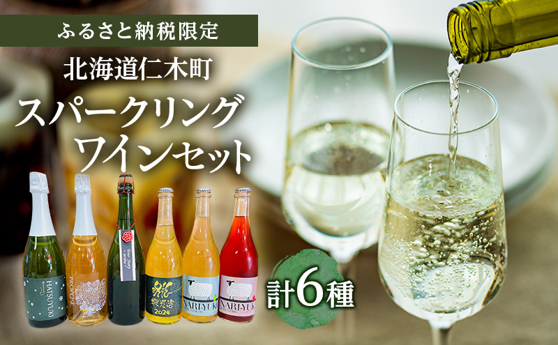 【北海道仁木町 ふるさと納税限定ワインセット】スパークリングワイン 6本 セット　飲み比べ 6種 スパークリング ワイン お酒 酒 果実酒 晩酌 葡萄 ぶどう ブドウ 料理 食事 お祝い 北海道 仁木町