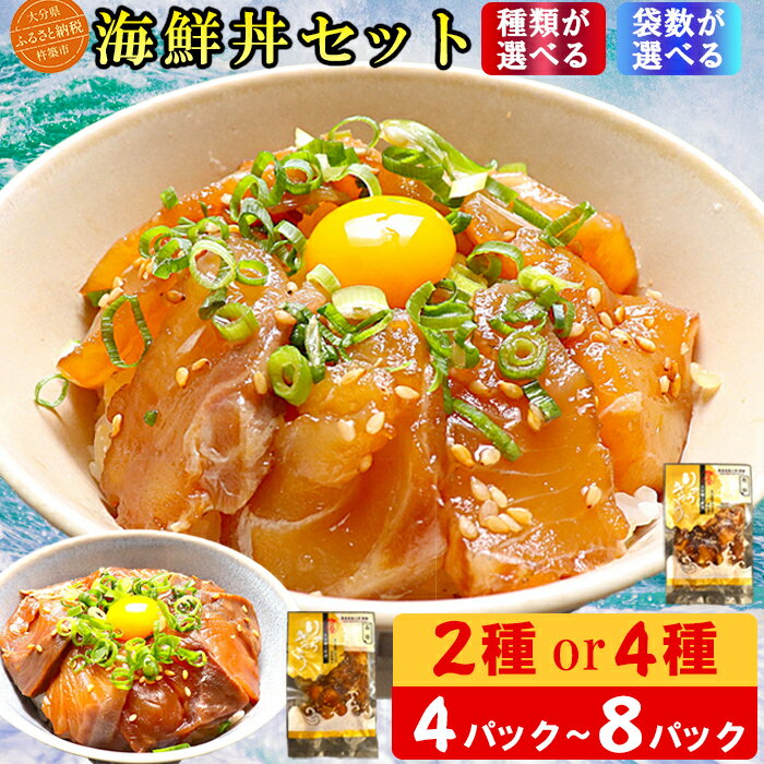 【ふるさと納税】海鮮丼 食べ比べセット＜種類が選べる＞2種〜4種≪内容量が選べる≫ 4食〜8食 [豊後絆屋りゅうきゅう漬け] 海鮮 海鮮丼 漬け 漬け丼 人気 丼ぶり 刺身 国産 惣菜 お茶漬け 詰め合わせ セット 簡単 便利 小分け 4パック 8パック ＜101-703＞