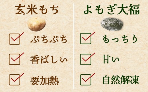 よもぎ大福と玄米もちのセット（各2パック） / 和菓子 ギフト 詰め合わせ 綾部市 / 自然素材オリジン［BSDB032］