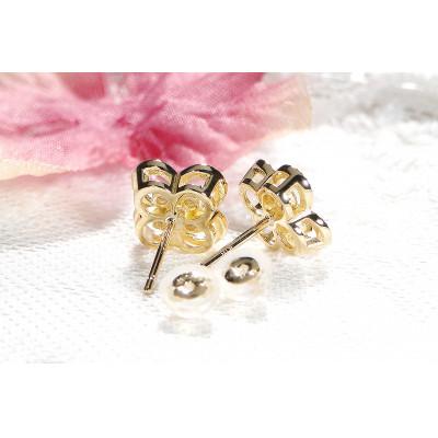 ふるさと納税 昭和町 【0.26ct】K18YGダイヤモンド クローバー ピアス |  | 01