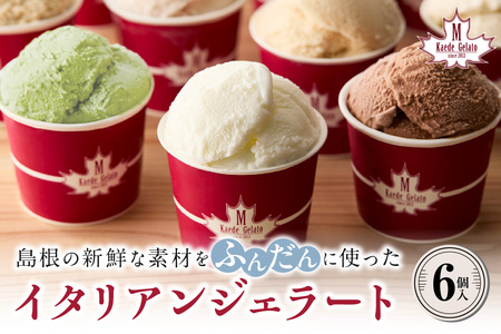 島根の新鮮な素材をふんだんに使った「イタリアンジェラート」（6個入） アイスクリーム 人気 スイーツ イタリアンジェラート お菓子 アイス ミルク チョコ 抹茶 苺 ギフト ご褒美 贈答【003_0643】