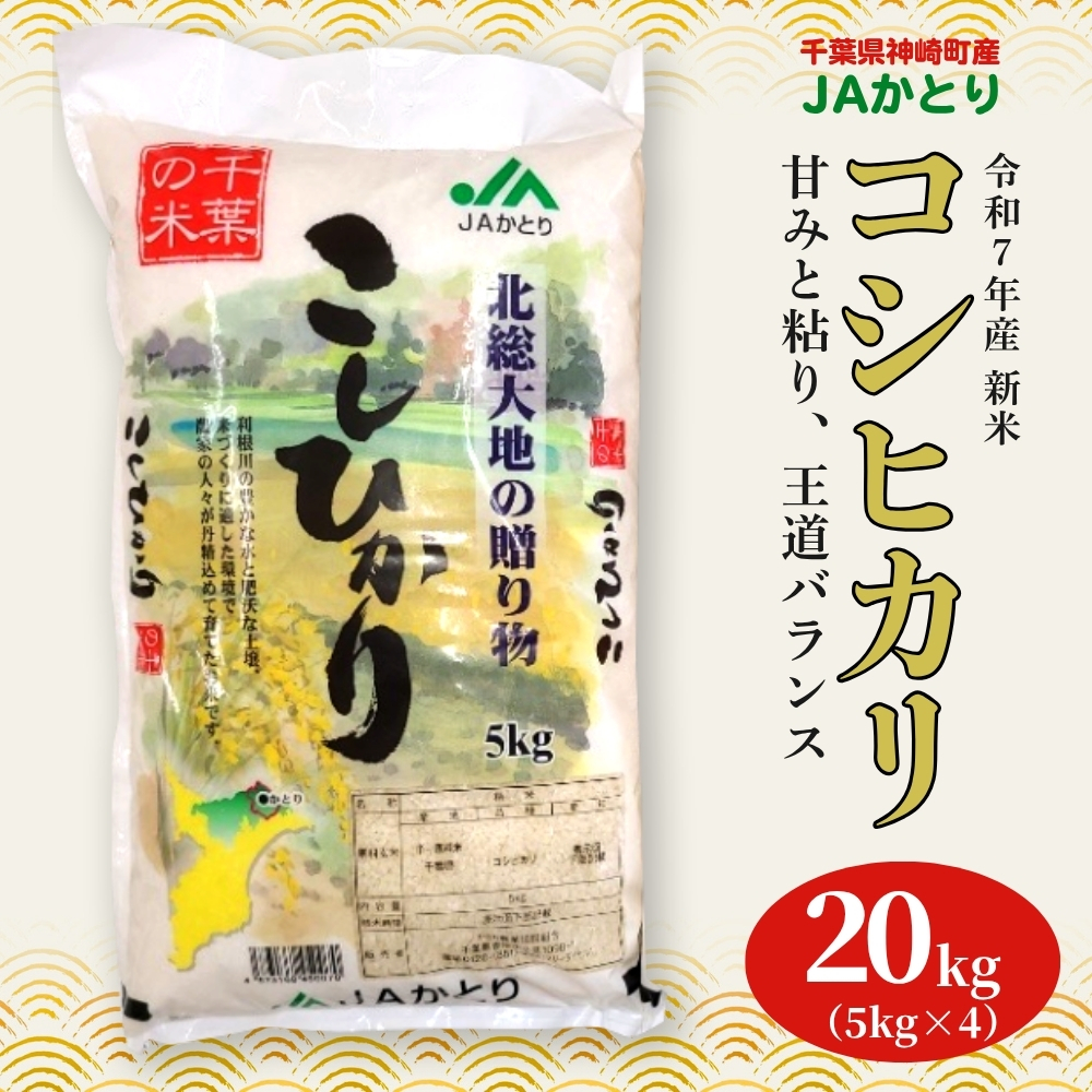 JAかとり直送 お米コシヒカリ 精米20kg（5kg×4）千葉県産 令和7年産 神崎町 [001-a005]【千葉県神崎町ふるさと納税】