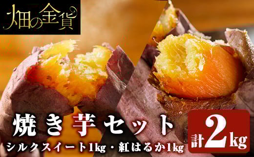 a0001-BS2 冷凍焼き芋！畑の金貨・やきいもセット(紅はるか1kg・シルクスイート1kg)計2kg【甘いも販売所】姶良市 焼き芋 訳あり やきいも スイーツ さつまいも 熟成