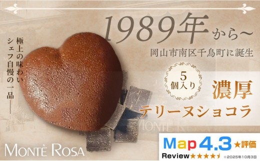 【ハート型の濃厚ショコラスイーツ】モンテローザ テリーヌショコラ（5個セット）×1セット｜バレンタイン ギフト 洋菓子 焼き菓子 チョコレートケーキ 誕生日 お祝い 岡山県 岡山市