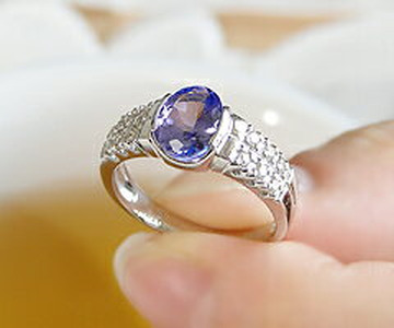 指輪 天然 ダイヤモンド 1.0ct SIクラス タンザナイト オーバルカット【プラチナ950】r-129（KRP）N6-1411