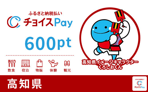 
高知県チョイスPay 600pt（1pt＝1円）【会員限定のお礼の品】
