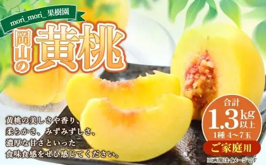 【 ご家庭用 】 岡山の黄桃 約1.3kg以上 もも 桃 モモ 黄桃 くだもの 果物 フルーツ 果実 果汁 果肉 岡山県産 旬 【 2026年8月上旬～9月上旬迄順次発送予定 】