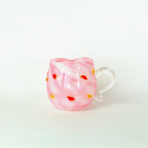 【ふるさと納税】【RYUKYU GLASS WORKS 海風】取っ手付きハート型グラス（花あかり）