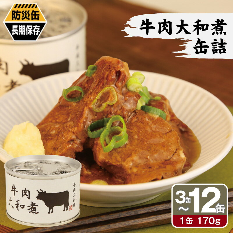 【ふるさと納税】牛肉 大和煮 缶詰 選べる 3缶 / 6缶 / 12缶 セット 厚切り 肉 牛 牛バラ肉 甘辛 とろける 柔らかさ お弁当 おかず おつまみ 酒 晩酌 アウトドア 防災 備蓄 非常食 保存食 常備 防災缶 長期保存 ストック 惣菜 まとめ買い 大阪府 泉佐野市 送料無料