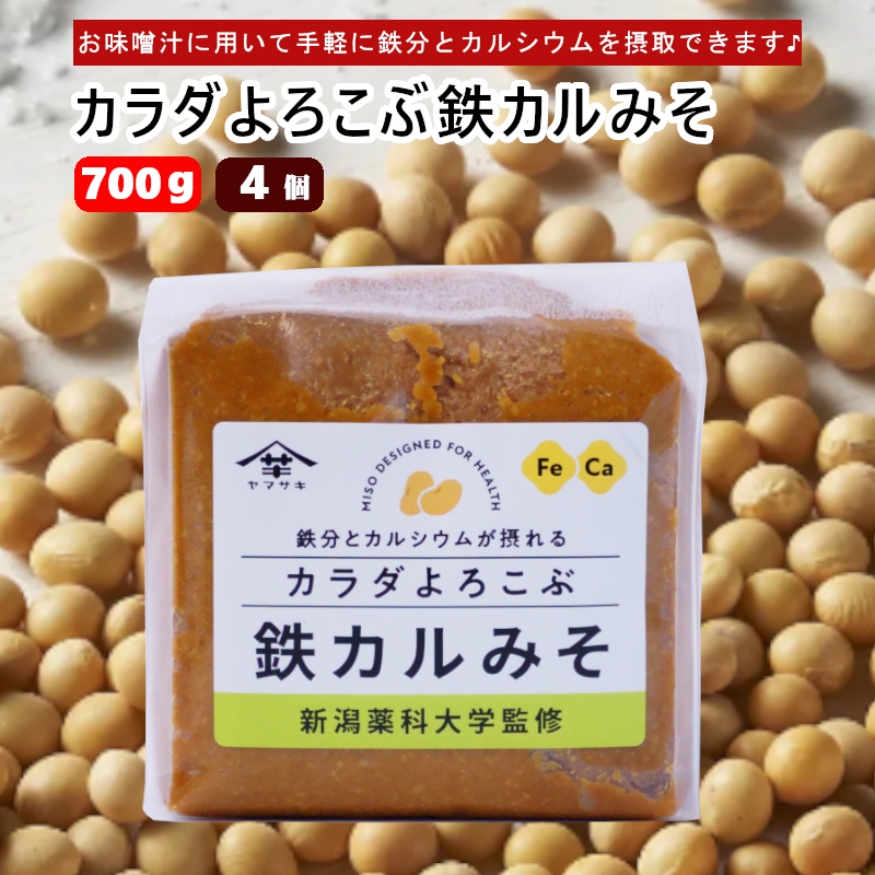 カラダよろこぶ鉄カルみそ (700g×4個入) 新潟薬科大学監修 鉄分とカルシウムが摂れる 山崎醸造 【0002-0299-01】