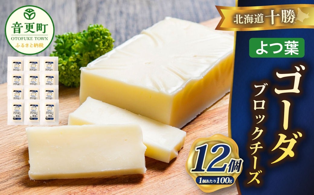 
            「よつ葉」北海道十勝 ゴーダ（ブロックチーズ） 100g×12個【A125】
          