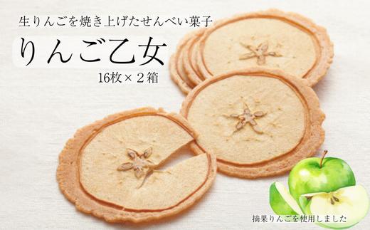 MZ06　りんご乙女 16枚×2箱 // 長野県 南信州 りんごのお菓子 薄焼きクッキー りんごせんべい フードロス 食品ロス 銘菓 お土産 ギフト 優秀味覚賞