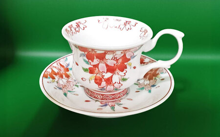 【山口政勝工房】 さくら絵コーヒー碗皿[UBW003]