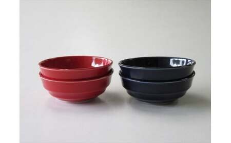 A25-250 ARITA PORCELAIN LAB(アリタポーセリンラボ) 赤釉&墨ルリ・波紋鉢(小)4個セット 有田焼 小鉢 モダン ボウル