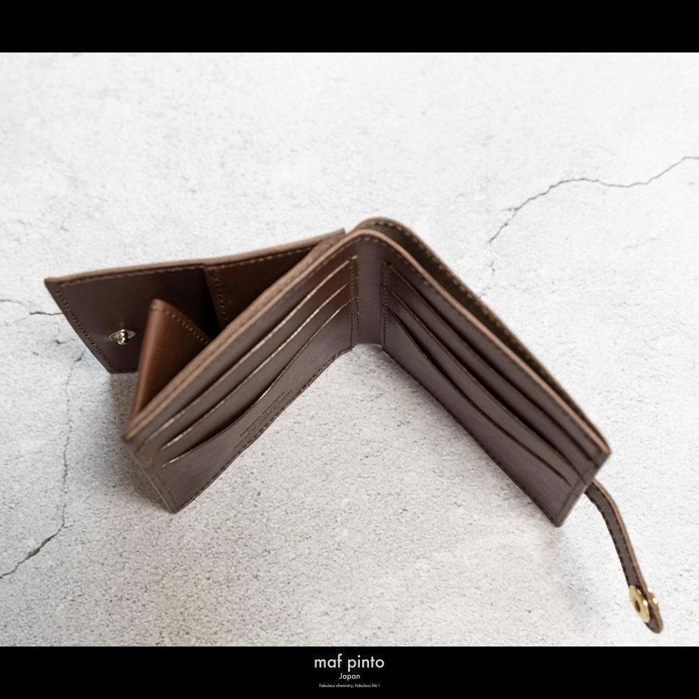 maf pinto (マフ ピント) 二つ折り財布 スナップボタン付き ダークブラウン レザー 本革 日本製