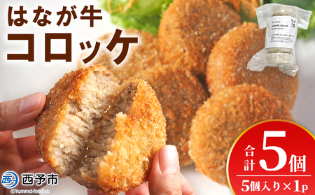 ＜はなが牛コロッケ 計5個＞ 5個入り オリジナル おつまみ お肉 牛肉 はなが牛 国産 ころっけ 肉加工品 冷凍食品 牛肉コロッケ 揚げ物 惣菜 お弁当 おかず 晩御飯 夕食 特産品 ゆうぼく 愛媛県 西予市 【冷凍】『1か月以内に順次出荷』 UYB0030