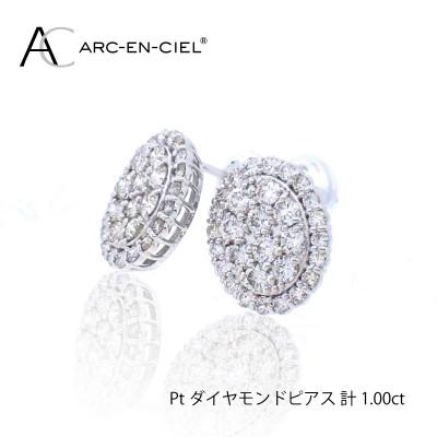 ふるさと納税 泉佐野市 ARC-EN-CIEL　プラチナ ダイヤ1.00ct オーバル形ピアス　【鑑別書付き】 J022-2