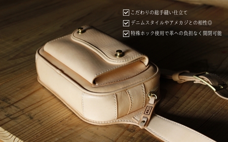 本革バッグ 伊賀牛革 ボディバッグ＜ステッチ：色選択可＞【work0006】