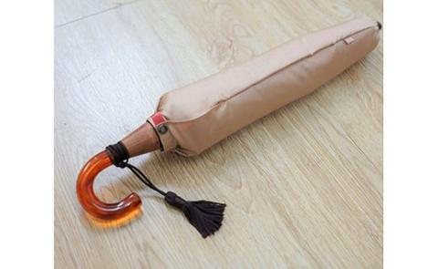 【数量限定】かさね　折りたたみ傘　55cm　8本骨(ベージュ×ピンク)