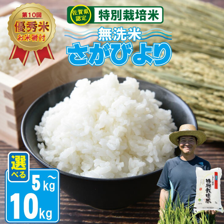 【ふるさと納税】【先行予約】【選べる内容量】 令和7年度産 佐賀県認定 特別栽培米 無洗米 さがびより （ 5kg・10kg ）しもむら農園 新米 一等米 精米 白米 ブランド米 お米 白飯 人気 ランキング 高評価 お米 【B180-014】
