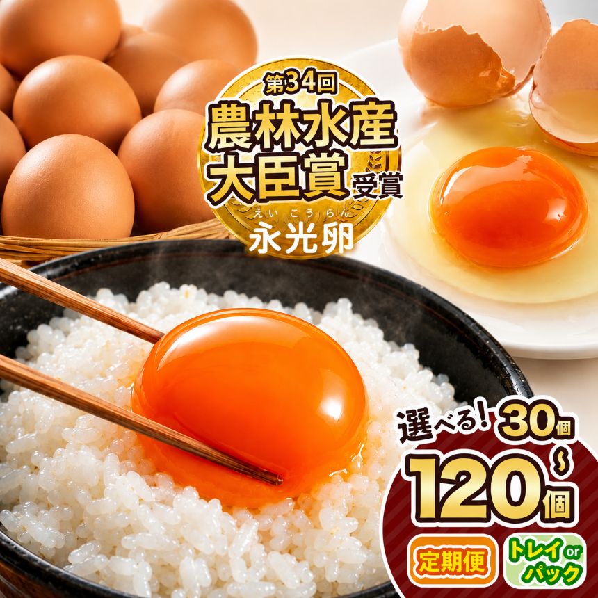 【ふるさと納税】永光卵 定期便 卵 たまご 選べる 30個 ～ 120個 個数 回数 パック or トレイ | メディア 多数紹介 送料無料 えいこうらん 光永ファーム みつなが ゆうパック イチオシ 君津市 きみつ 千葉県