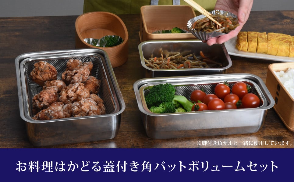 
            お料理はかどる 蓋付き角バット お得なボリュームセット 10点セット（角バット全サイズ各2個セット、ステンレスバット）  （1/1、1/2、1/3、1/4、1/2スリム 各2個入れ 計10点セット） 調理器具 キッチングッズ キッチンツール 燕三条製 ステンレス製 新生活 一人暮らし 【037S003】
          