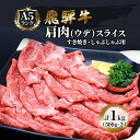 【ふるさと納税】飛騨牛 牛肉 すき焼き しゃぶしゃぶ 肩肉 (ウデ) スライス 500g×2 計 1kg A5 和牛　【 すきやき すき焼き肉 すき焼き用肉 シャブシャブ 牛 肉 お肉 ブランド和牛 】　お届け：※12月16日～1月10日は出荷出来ませんのでご注意下さい。