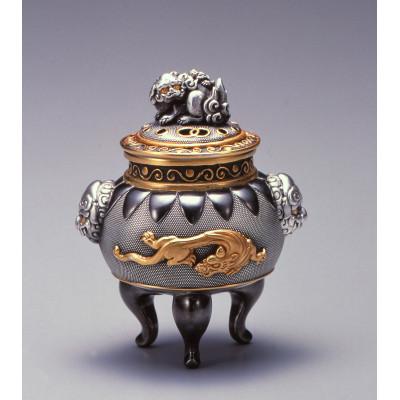 ふるさと納税 高岡市 【高岡銅器】銀製　獅子龍香炉(桐箱入り)