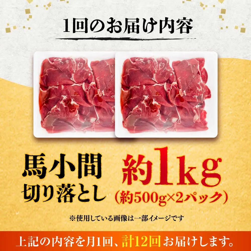 全12回定期便 馬小間 切り落とし 約1kg 切り落とし BHCY040